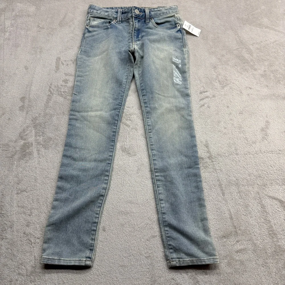 Gap Super Skinny Jeans Girls 8 Light Blue Stretch Mid Rise Washwell Basic School